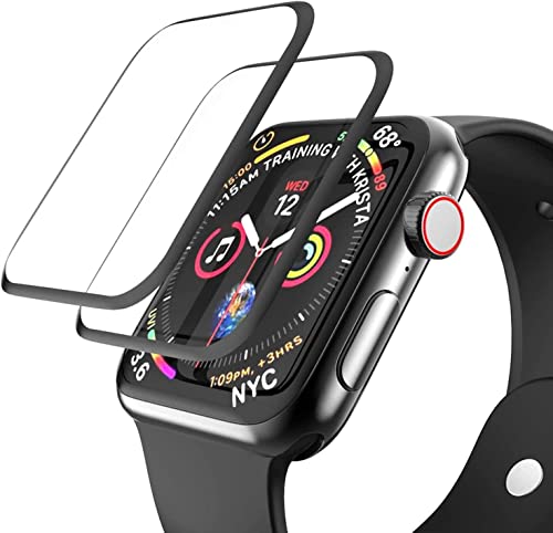[2 Pack] Apple Watch Series 9 Series 8/7 Screen Protector 41mm Tempered Glass, 3D Full Coverage [Easy Installation Frame] Waterproof Bubble-Free Anti-Scratch HD Clear Film for iWatch Series 9/8/7 41mm - size: 41mm