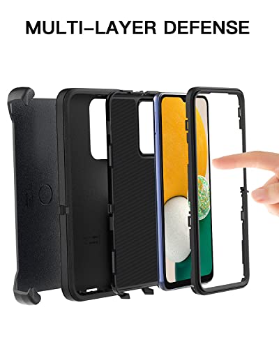 AICase for Galaxy A13 5G Case, Heavy Duty Drop Protection Full Body Rugged Shockproof/Dust Proof Military Protective Tough Durable Phone Cover for Samsung Galaxy A13 5G (Black/Belt Clip) - color: Black with Belt Clip