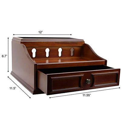 Pecan Brown Wooden Multi-Device Charging Station and Valet