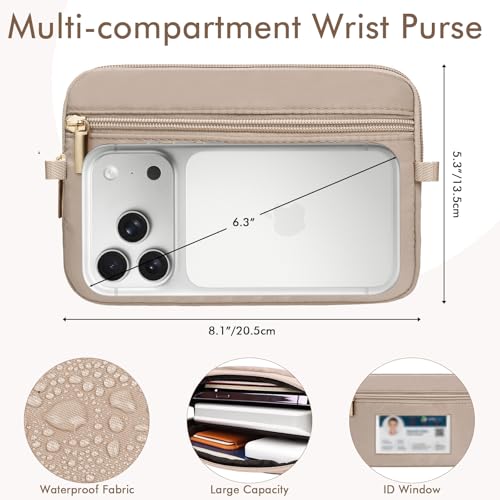 AULEEP Clip and Go Strap with Wallet, Phone Strap Crossbody, Phone Lanyard - color: Khaki