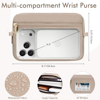 AULEEP Clip and Go Strap with Wallet, Phone Strap Crossbody, Phone Lanyard - color: Khaki