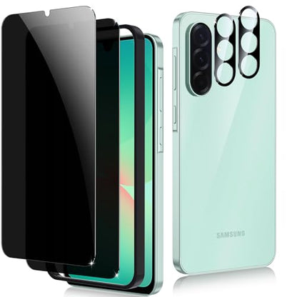 2+2 Pack for Samsung Galaxy A26 Privacy Screen Protector & Camera Lens Protector, Anti Spy Shatterproof Tempered Glass Film with Easy Installation Frame, Bubble Free Case Friendly - size: Samsung Galaxy A26