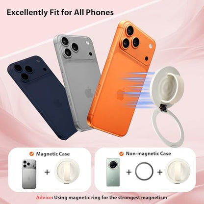 Upgraded Magnetic Phone Grip&Phone Stand, Liquid Silicone Soft and Portable Phone Ring, Removable Finger Loop Ring Grip Holder for iPhone, Strong Magnetic , Compatible with MagSafe Phone Case White - color: White