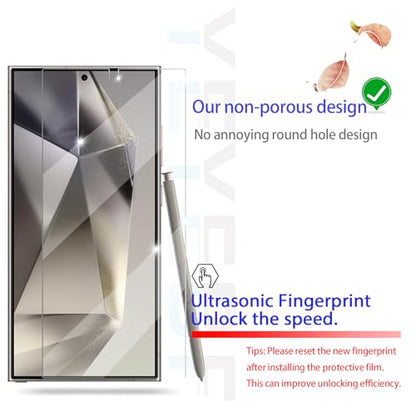 Galaxy S24 Ultra Screen Protector + Camera Lens Protector, [2 +2 Pack] [Ultrasonic Fingerprint Unlock] Full Coverage Tempered Glass Screen Protector For Samsung Galaxy S24 Ultra - size: Galaxy S24 Ultra