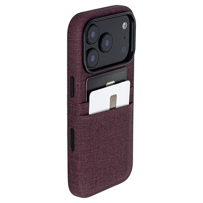 Dockem Card Case for iPhone 17 Pro with Magnetic Mounting Plate, Camera Control Button, Wallet with 2 Holder Slots: M2 Luxe Canvas-Style Synthetic Leather (Burgundy) - color: Burgundy, size: 17 Pro