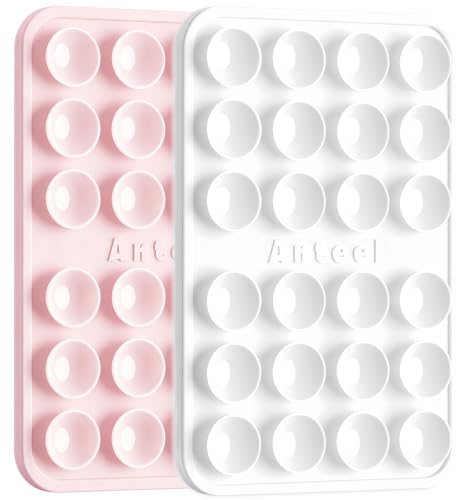 PKYAA Anteel Max - Silicone Suction Phone Case Adhesive Mount, Upgraded Super Strong Grip, Durable, Easy to Use, Hands-Free Sticky Phone Holder for Selfies, Tiktok Videos, 2.56"x3.94" (LPK&WHT) - color: LPK&WHT