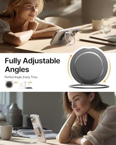 Sinjimoru Magnetic Phone Grip for MagSafe, Kick-Out Ring Stand, Black - color: Black