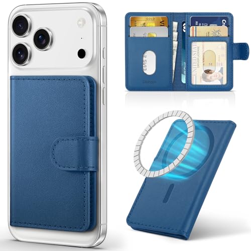 SHIELDON Genuine Leather for Magsafe Wallet, Nappa Royal Blue - color: Royal Blue