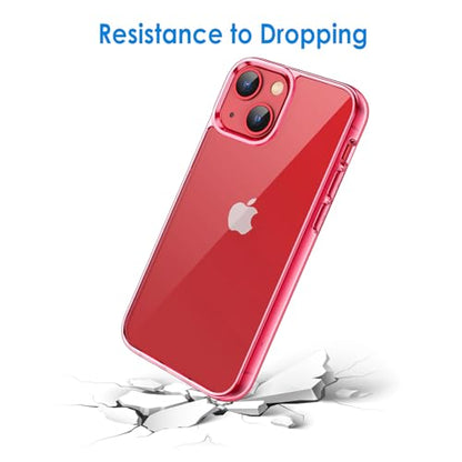 JETech Case for iPhone 13 6.1-Inch, Non-Yellowing Shockproof Phone Bumper Cover, Anti-Scratch Clear Back (Red) - color: Red