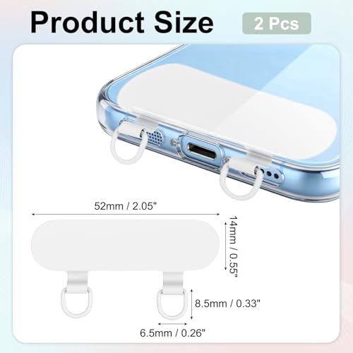 uxcell Double Ear Stainless Steel Clip Phone Lanyard Tab Ultra-Thin Phone - color: White