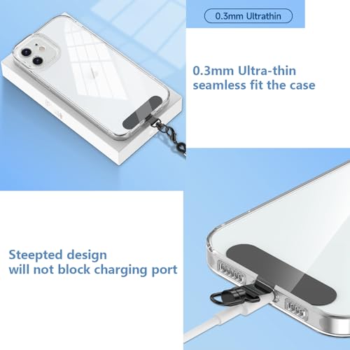 Phone Tether Tab 4pcs 360° Swivel Clip Ultra Thin Stainless Steel Lanyard Tab Patch for All Phone Cases Insert, Silver - color: Silver