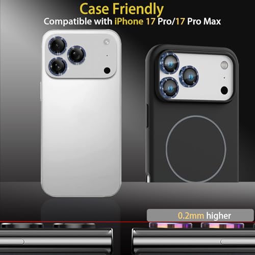 Camera Protector for iPhone 17 Pro/17 Pro Max, Glitter Dark Blue - color: Glitter Dark Blue