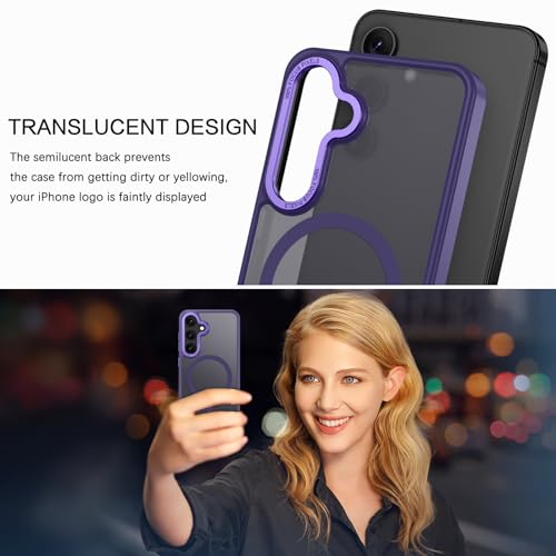 BENTOBEN Magnetic for Samsung Galaxy S24 Plus Case [Compatible with Magsafe] Translucent Matte Slim Thin Shockproof Anti-Yellow Women Men Protective Phone Cover for Samsung S24 Plus 6.7", Dark Purple - color: Dark Purple