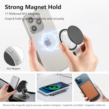 AUROX Magnetic Phone Grip Holder for Magsafe Phone Grips, Transparent Pink - color: Transparent Pink