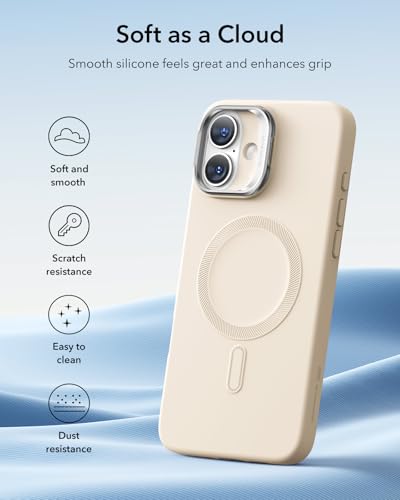 ESR for iPhone 16 Pro Case with Stand for MagSafe, Silicone, Light Tan | Silicone Phone Case, Compatible with MagSafe, Military-Grade Drop Protection, Slim - color: Light Tan