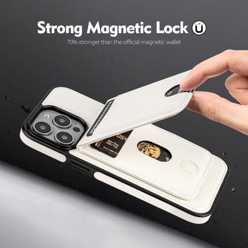 Shieldtop Compatible with MagSafe iPhone 14 Pro Wallet Case,White | 2 in 1 Detachable Magnetic,Credit Card Holder Slots,RFID Blocking,PU Leather,Kickstand,Flip Folio Phone Cover for Men & Women - color: White, size: iPhone 14 Pro 6.1"