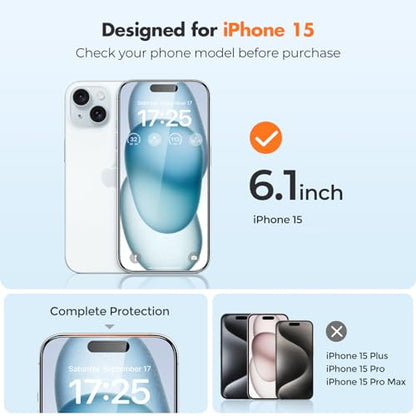 UNBREAKcable 4-Pack iPhone 15 Screen Protector, 9H Hardness | 9H tempered glass | 99.99% HD clarity | Double Shatterproof|alignment frame easy install | case-friendly - size: iPhone 15