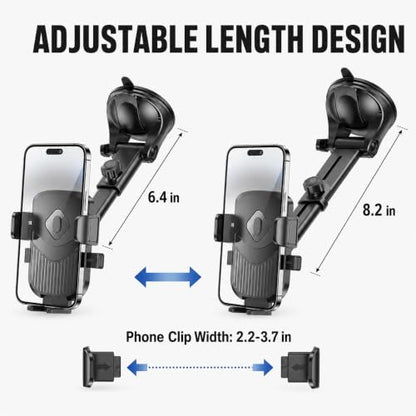Black Car Phone Holder, 360° Dashboard Windshield Air Vent Mount - color: Black