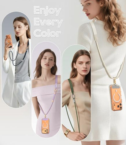 Phone Lanyard Crossbody with Phone Tabs, Adjustable Cellphone Lanyard with Skin-Friendly Neckband and Metal Carabiner - color: Army Green