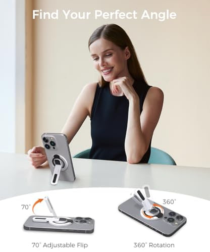 Phone Grip for Magsafe Phone Stand 360°Roration Gym Holder (White) - color: White