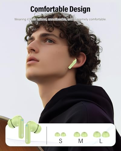 Wireless Earbuds, 2026 Bluetooth 5.4 Headphones Bass Stereo, Grass Green - color: Grass Green