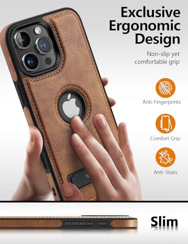 WTCASE Magnetic for iPhone 16 Pro Leather Case,Built-in Invisible Stand [Compatible with Magsafe] Protective Slim Kickstand Phone Cover Compatible with iPhone 16 Pro (2024) 6.3" (Brown) - color: Brown, size: iPhone 16 Pro - 6.3"