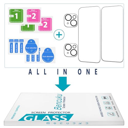 2+2 Pack Screen Protector for iPhone 15 6.1 inch Tempered Glass - size: (Standard)iPhone 15 6.1 Inch