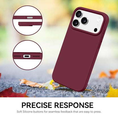 GUAGUA Compatible with iPhone 17 Pro Max Case 6.9 Inch Liquid Silicone Soft Gel Rubber Slim Thin Microfiber Lining Cushion Texture Cover Shockproof Protective Phone Case for iPhone 17 Pro Max,Wine Red - color: Wine Red, size: iPhone 17 Pro Max