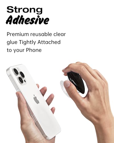 Svanove Heart Adhesive Phone Grip Holder, Cute Collapsible Glass Stick Phone Grip Stand Expanding Kickstand for iPhone Samsung Phones Accessories, 3D Crystal Pretty Glitter Love Sticky Grips, Black - color: Blcak, style: Adhesive