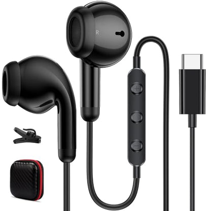 USB C Headphone for iPhone 18 Pro/17 Pro Max 16 Wired Earbuds,Black - color: Black