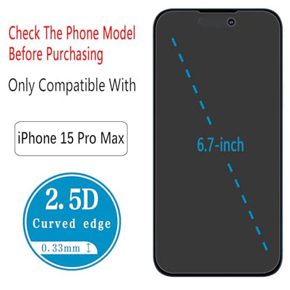 2 Pack Matte Privacy Screen Protector for iPhone 15 Pro Max - size: iPhone 15 Pro Max 6.7-Inch