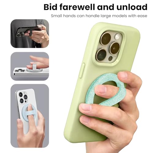 Magnetic Silicone Phone Grip Ring Holder Compatible with MagSafe Phone Case - color: Star Green