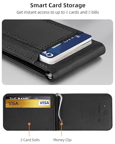 for Magsafe Wallet with Money Clip, Works with Apple Find My, 8 Card Holder - color: Classic Black