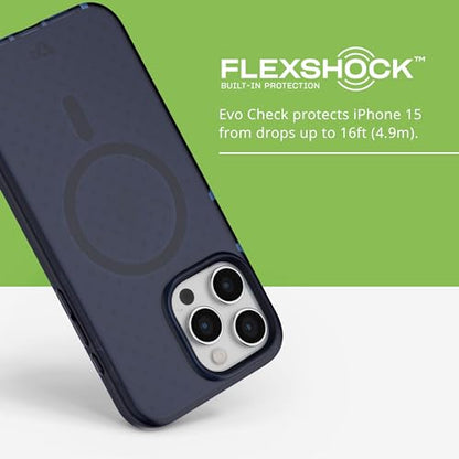 Tech21 Evo Check case for iPhone 15 Pro Max - Compatible with MagSafe - Impact Protection Case - Midnight Blue - color: Midnight Blue, size: iPhone 15 Pro Max