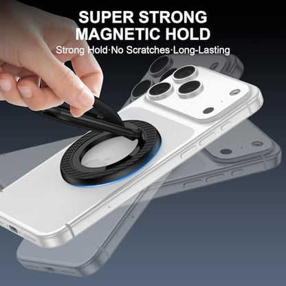 Magnetic Phone Ring for Magsafe iPhone17 Grip Stand Samsung S26 Ring Grip - color: Black+Black