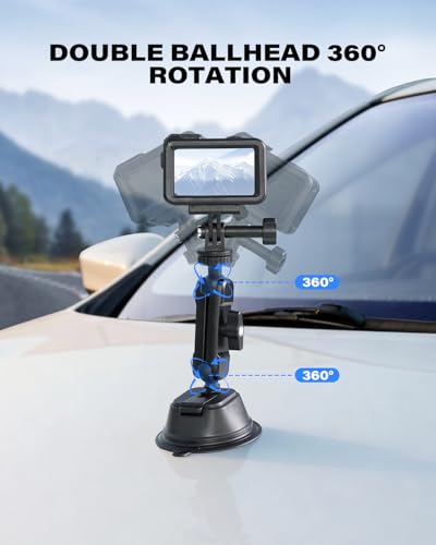 1Zero Dual Suction Cup Car Mount for GoPro, Action Camera and iPhone