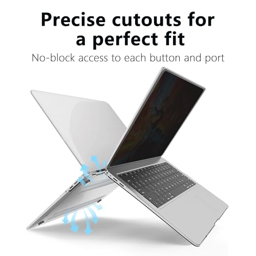 Magnetic Privacy Screen Protector Compatible with MacBook Air 13.6/13 Inch (2022-2025, M2, M3，M4), Hard Shell Case + Keyboard Cover + Screen Protector Crystal Clear Anti-Spy Anti Fingerprint - color: HH-13.6 CS