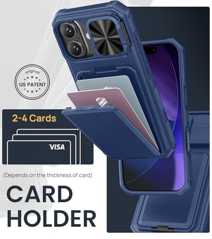 SSLOTSCASE for iPhone 17 Case with Stand & Credit Card Holder, Blue - color: Blue, size: Iphone 17