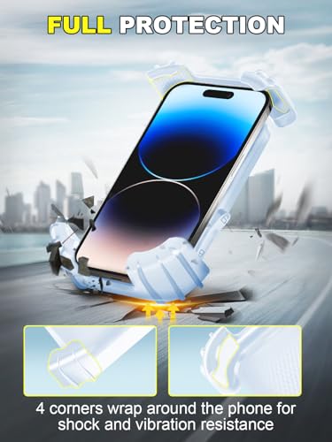 Bicycle Cell Phone Holder,Handlebar Motorcyle Bike Phone Holder,Handlebar Phone Clamp,1s Lock & Ultra-Stable,Silicone Wrapped Phone Mount,Phone Stand for E-Bike,Scooter,Stroller,ATV - color: Blue