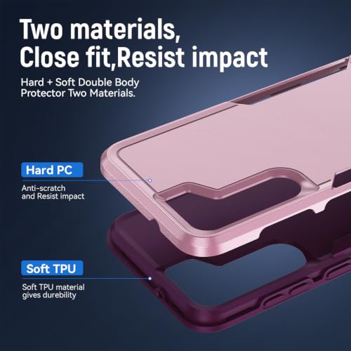 for Samsung Galaxy S23 Case with HD Screen Protector, Dual Layer Military Grade Drop Tested, Heavy Duty Rugged Shockproof Non-Slip Outdoor Protective Cover, Pink - color: Pink