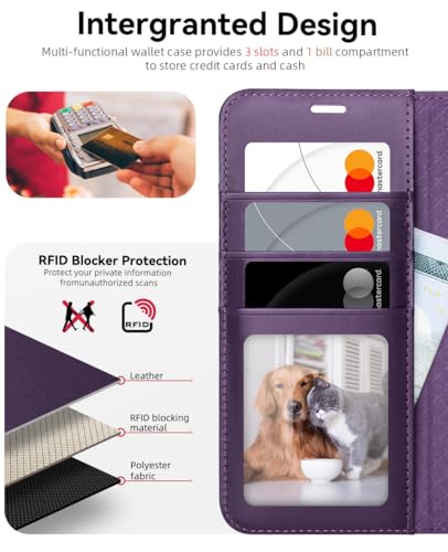OCASE Compatible with Galaxy S25 Wallet Case, PU Leather Flip Folio Case with Card Holders RFID Blocking Kickstand [Shockproof TPU Inner Shell] Protective Phone Cover 6.2 Inch 2025, Dark Purple - color: Dark Purple, size: Samsung Galaxy S25