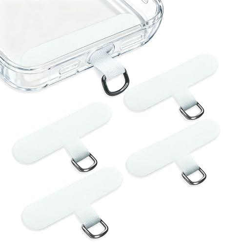 Fannoday Phone Tether Tab, 4 Pcs Universal Phone Lanyard Tab Used with Crossbody Strap, for Cell Phone Cases - color: White