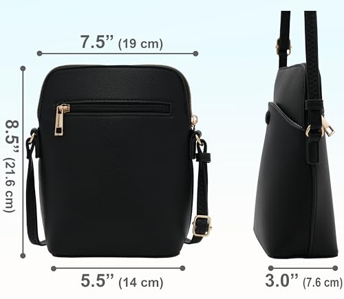 Small Crossbody Bag with Gold Hardware, Mini Shoulder Purse with Adjustable Strap - color: Black