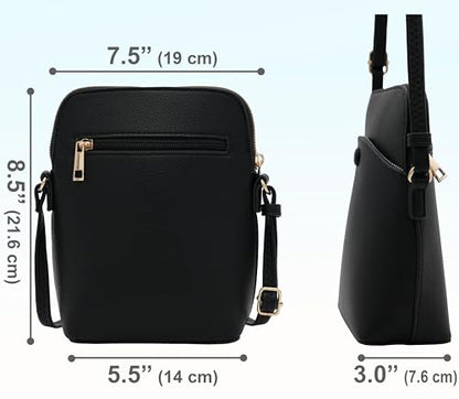 Small Crossbody Bag with Gold Hardware, Mini Shoulder Purse with Adjustable Strap - color: Black