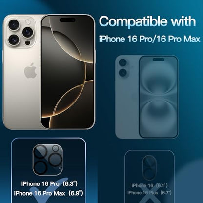JETech Camera Lens Protector for iPhone 16 Pro/16 Pro Max, 3-Pack - size: iPhone 16 Pro / 16 Pro Max