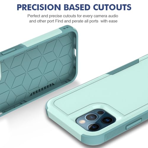 for iPhone 12 / iPhone 12 PRO Case: Dual Layer Protective Heavy Duty Cell Phone Case Shockproof Rugged Bumper Tough with Screen Protector - Military Grade Drop Tested for iPhone 12/12 PRO, Green - color: Mint Green (PC) + Mint Green (TPU)