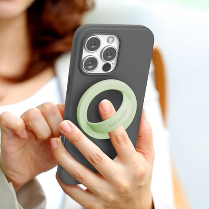 Encased Magnetic Phone Grip Holder Thin Silicone Finger Loop Ring Compatible with iPhone (Sage) - color: Sage
