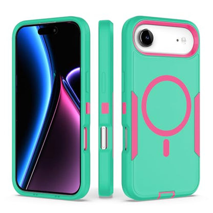 Designed for iPhone 17 Air Case,Green Rose | Compatible with MagSafe,Double protection,Tough Durable,Detachable back clip,Dustproof,No Fading,No Yellowing,Non-Slip - color: Green Rose, size: iPhone 17 Air 6.6”
