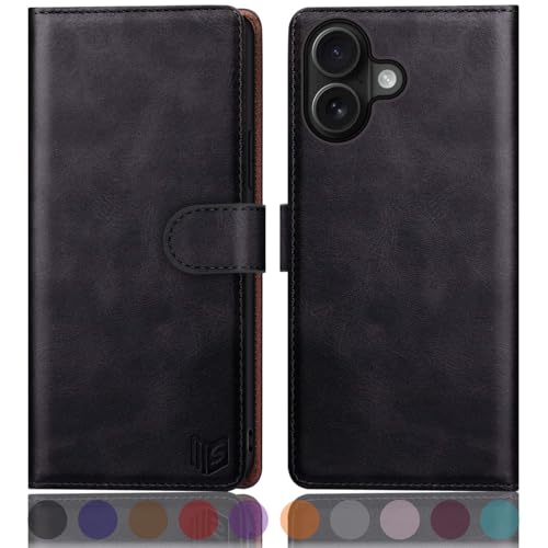 SUANPOT Compatible with iPhone 17 6.3" Wallet case with RFID Blocking Credit Card Holder,Flip Book PU Leather Protective Cover Women Men for Apple 17 Phone case Black - color: Black, size: iPhone 17 6.3"