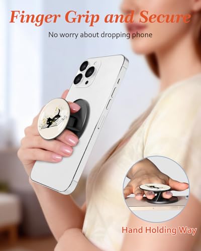 Magnetic Phone Grip, Cute Finger Grip Phone Stand, Black Cat - color: Black Cat